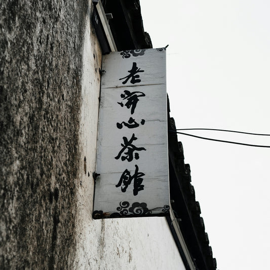 a sign on the side of a building with asian writing on it