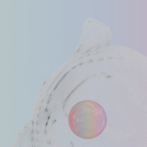 a close up of a white hat with a pink button